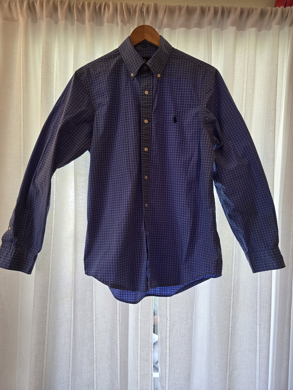 Ralph Lauren Navy Blue Windowpane Button-Down Shirt